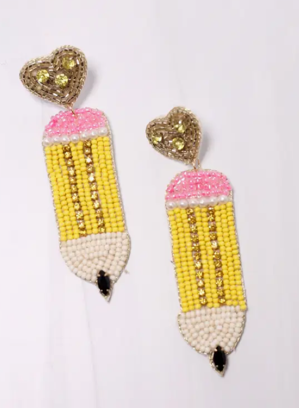 Pencil Embellished Earrings