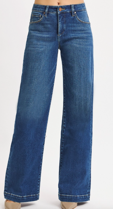 Risen Tummy Control Wide Leg Jeans