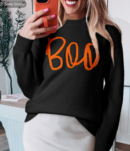 Black "BOO" Sweater