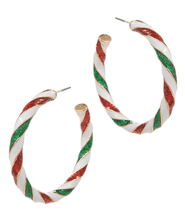 Twisted Christmas Color Enamel Hoops, VARIOUS