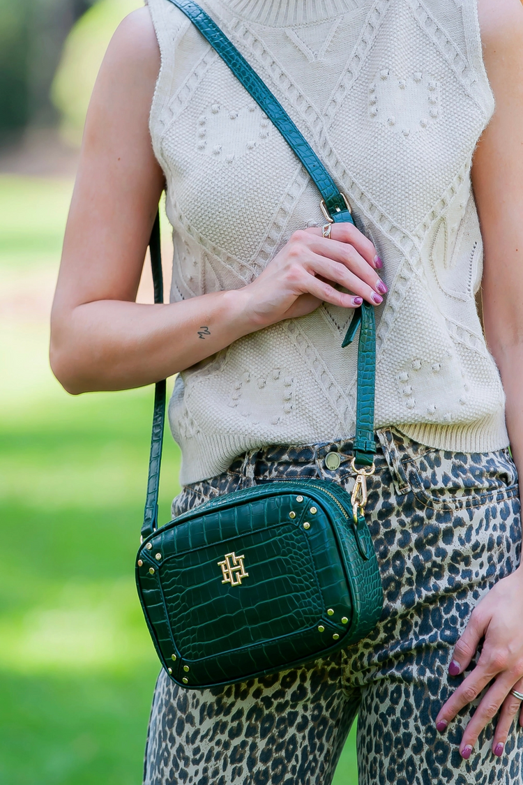 Caroline Hill - Sloane Studded Crossbody Hunter Green Ec