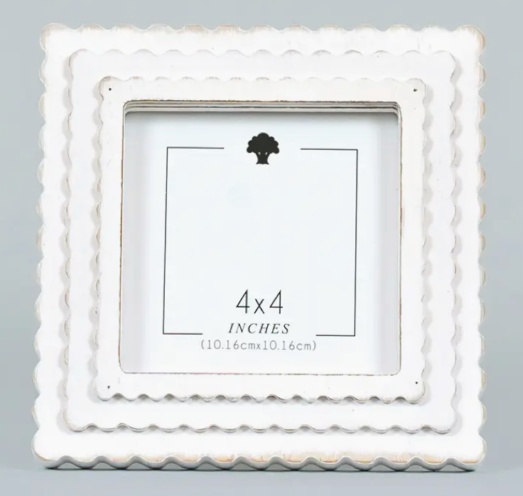 3 Tiered Wood Scallop Frame-4x4 Inch Pic, VARIOUS