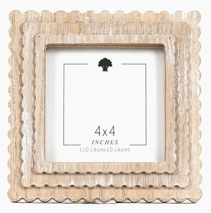 3 Tiered Wood Scallop Frame-4x4 Inch Pic, VARIOUS