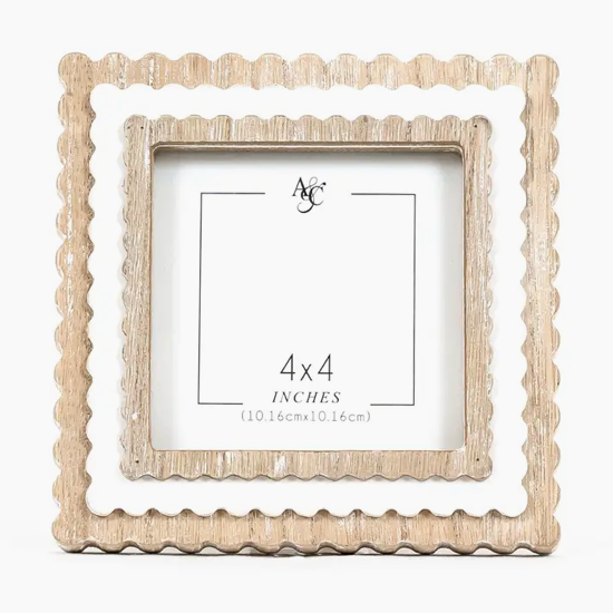 3 Tiered Wood Scallop Frame-4x4 Inch Pic, VARIOUS
