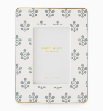 White and Grey Floral 4x6 Picture Frame