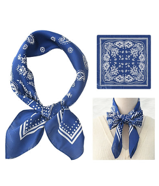 Blue Paisley Print Bandana Scarf