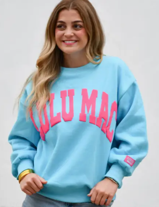 LULU MAC - Blue and Hot Pink Sweatshirt Jaxe + Grace Boutique