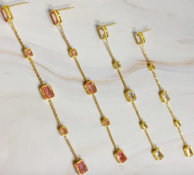 5 Stone Dangle Drop Earrings Jaxe + Grace Boutique
