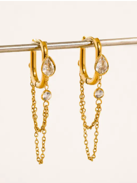 Lucienne CZ Chain Drop Earrings Jaxe + Grace Boutique