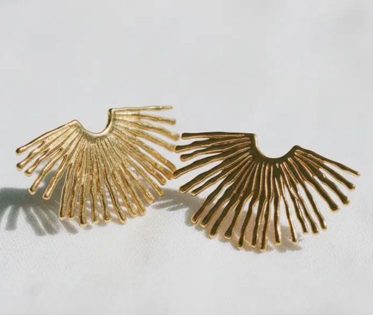 Gold Sunburst Fan Earrings Jaxe + Grace Boutique