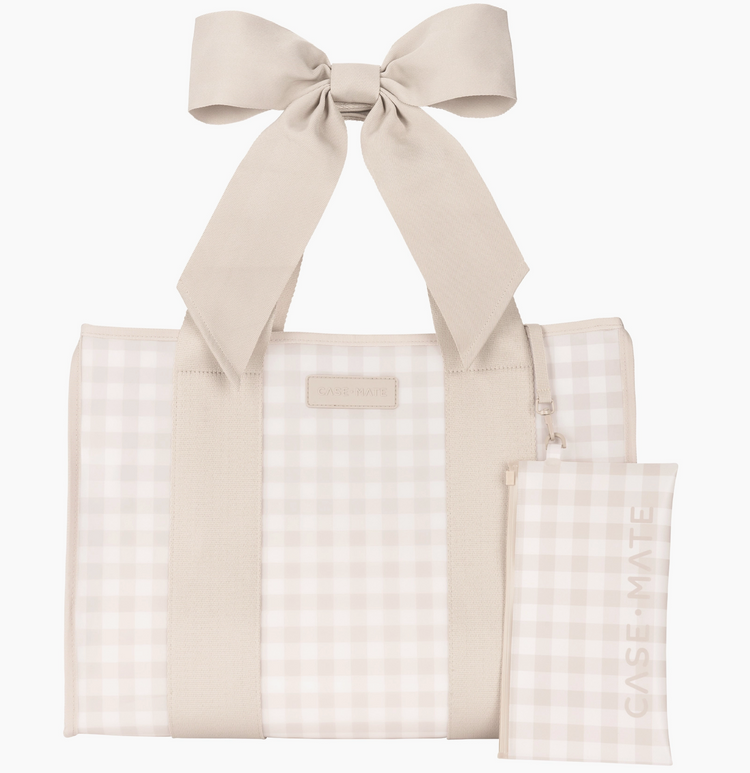 Case Mate Bubble Jelly Tote Bag, GINGHAM TAN BOW Jaxe + Grace Boutique
