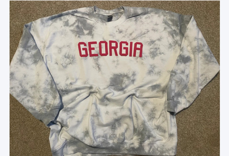"Georgia" Puff Print Tie Dye Sweatshirt, S-3XL