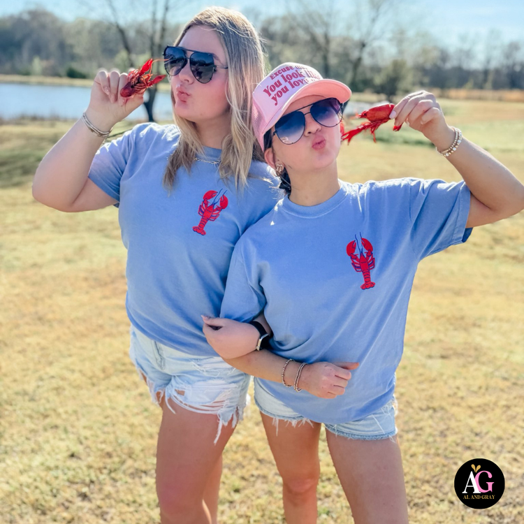 Crawfish Cutie Graphic Tee Al + Gray Graphic Tees