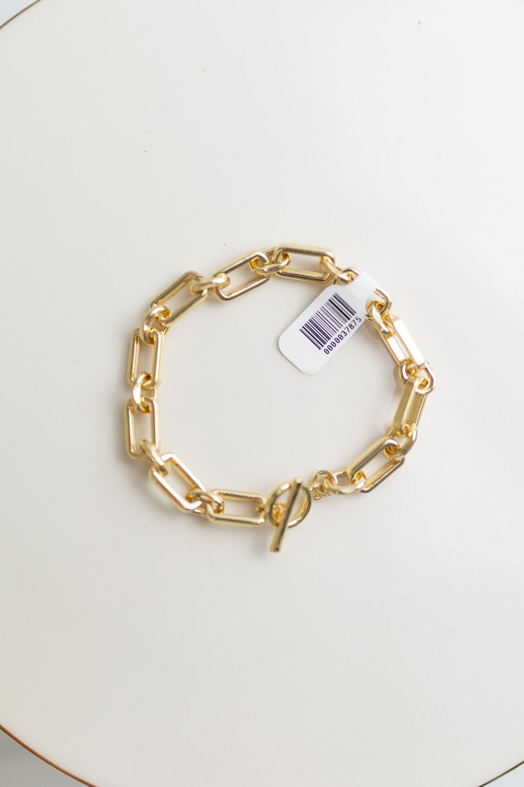 Rectangle Toggle Chain Bracelet, VARIOUS METALS