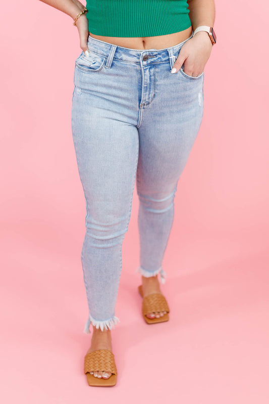 Cello Light Wash Crop Skinny Jeans