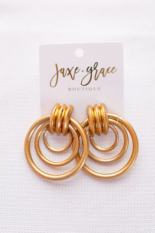 3 Circle Metal Link Earrings