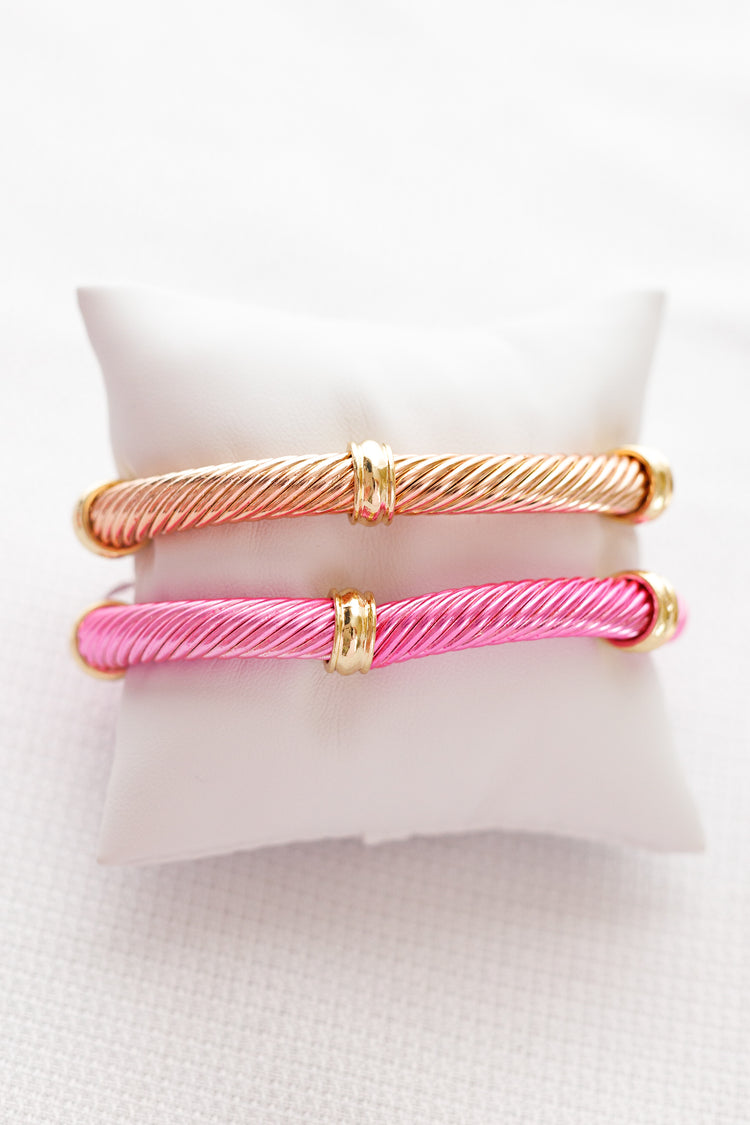 Color Coating Twisted Elastic Bracelet, VARIOUS