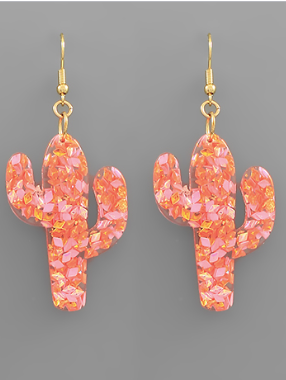 Glazed Cactus Dangle Earrings, VARIOUS