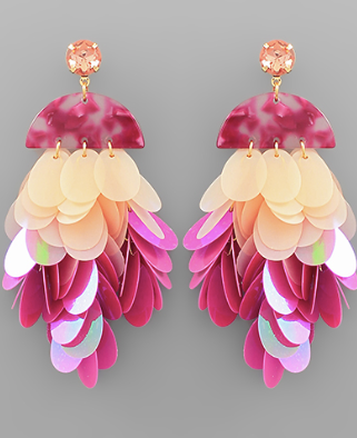 Wedge & Sequin Tassel Earrings, VARIOUS