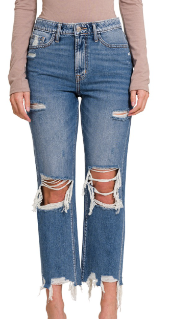 Z Extra Distressed Frayed Hem Jeans