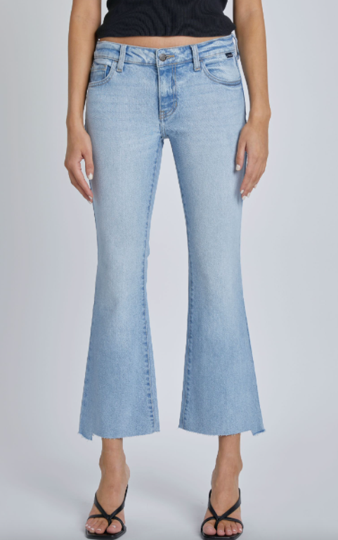 Cello Light Wash Crop Flare Jeans
