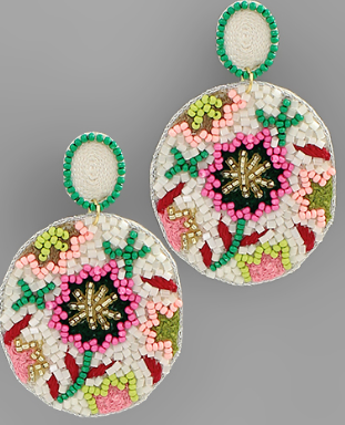 Seed Bead Flower Pattern Earrings, VARIOUS