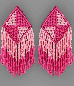Bead Triangle Pattern Tassel Earrings, VARIOUS