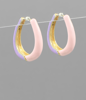 Epoxy Color Block Oval Hoops, VARIOUS