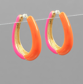 Epoxy Color Block Oval Hoops, VARIOUS