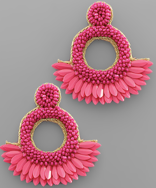 Sequin Beaded Circle Earrings, VARIOUS