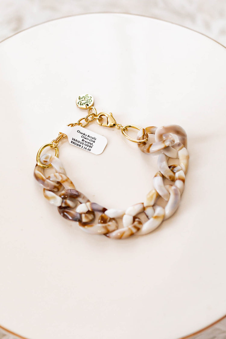 Chunky Acrylic Chain Link Bracelet, VARIOUS